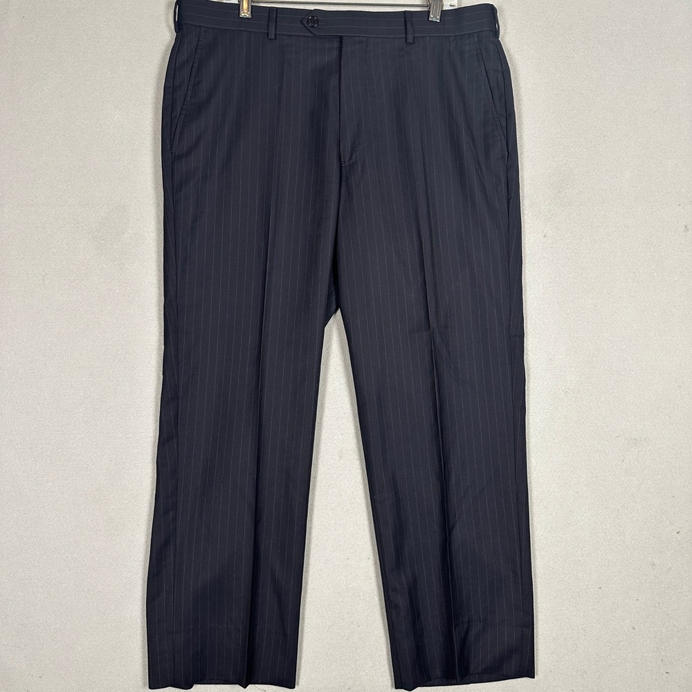 Brooks Brothers Madison Wool Dress Pants Mens 38 Navy Blue Pinstripe Dress EUC